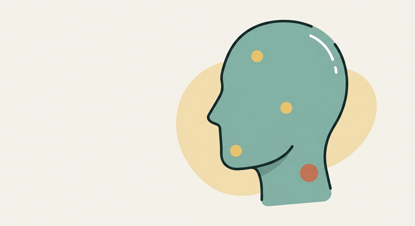 Illustration of a head in profile with coloured dots marking where breakouts sit